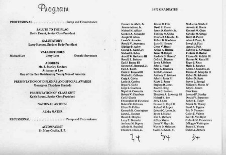 Our Class of '73 Graduation Program