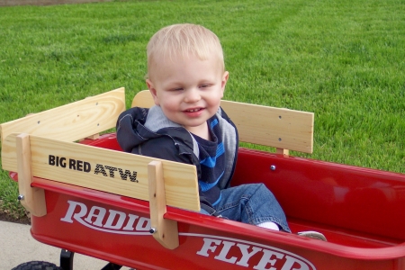 My little man in his wagon
