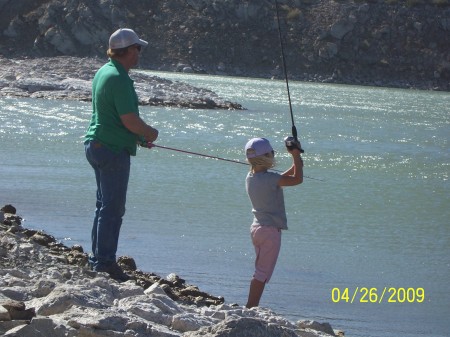 Kim and Dave fishing at Elephant Butte Lake.