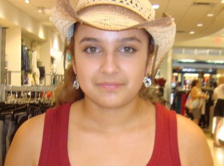 My daughter Michelle shopping for a hat