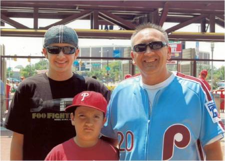 2 of my boys & me in Philadelphia...Go Phils!