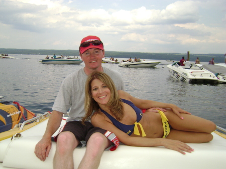 Kelly and I boating with friends