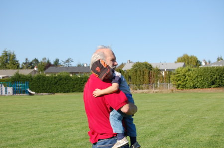 James giving Grandpa a Love