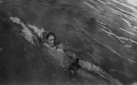 Bill Mckeown praticing at the pool  1951