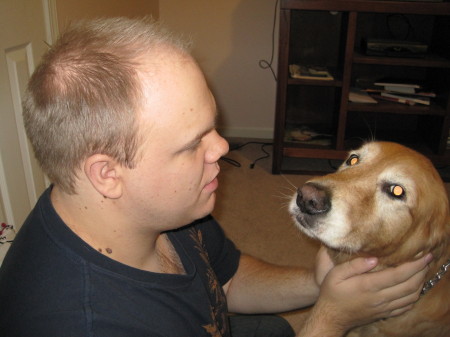 Brian and our dog, Sandy