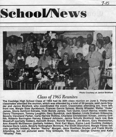 Newspaper clipping of 1995 reunion