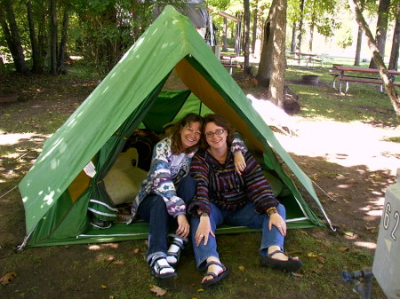 Jen & I camping in Indiana