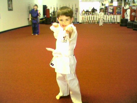 Hunter learning Karate