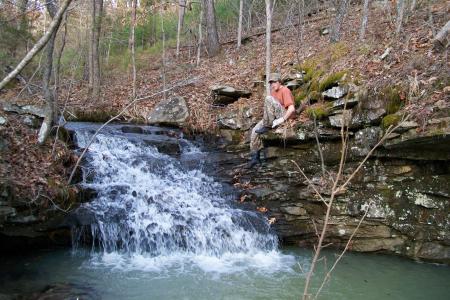 02-01 Ethan beside small waterfall