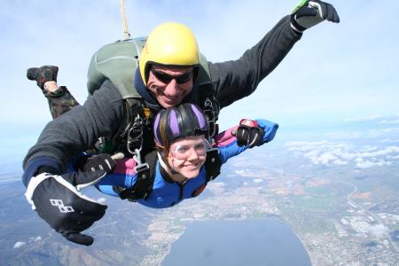 Amber skydiving for her 18th birthday.