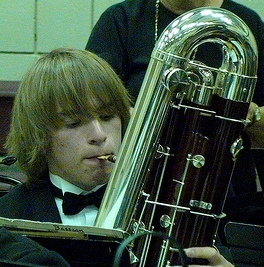 My Youngest Playing the Contra Bassoon