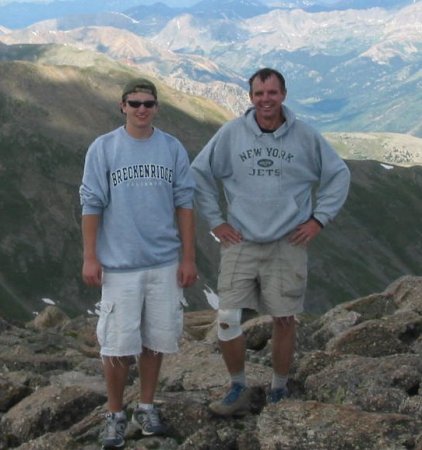 Top of Mt. Oxford (14'er) with my son Chris