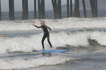 Kirby surfing Pismo Beach