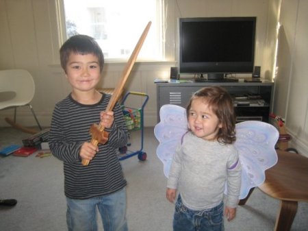 ione with wings and keane with sword