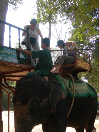 Riding an elephant