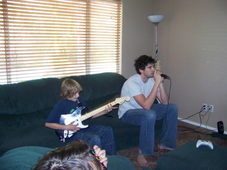 Zach and Sean Playing Rock Band 2008