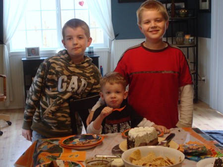 Jacob's 3rd birthday, with his big brothers.