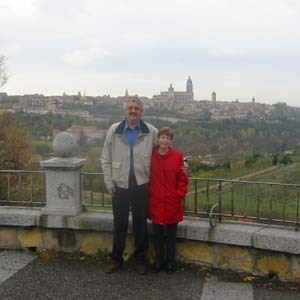 Segovia Roman Aquaduct with wife Denise