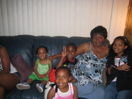 MY GRANDMA WITH MY LIL COUSIN AND MY 3 KIDS