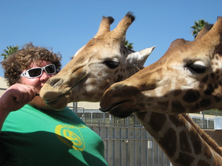Gian feeds the giraffes too