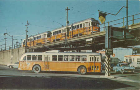 trackless trolley at Lechmere