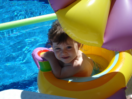 Carsey in the pool.