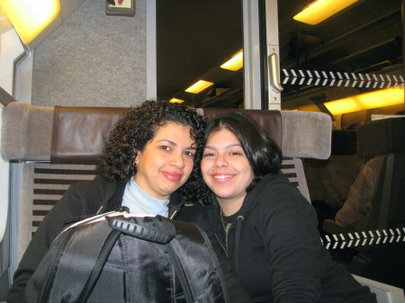 With my daughter Mellony on train to Paris