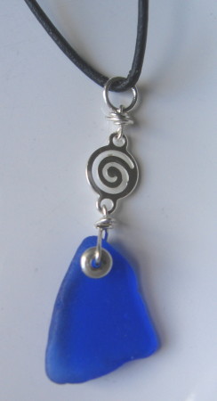 Cobalt blue LAke Superior Beachglass necklace!