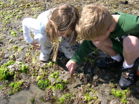 Tim & Darby exploring tidal pools, Mexico '06