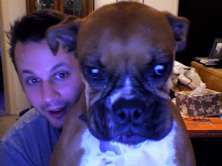 Bedheaded Hubby & Olive at the Webcam