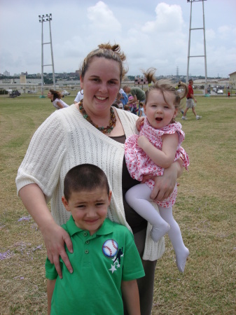 sandra and kids easter egg hunter okinawa 2009