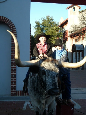 Aaron and Joseph on Bull in Stock Yards - New