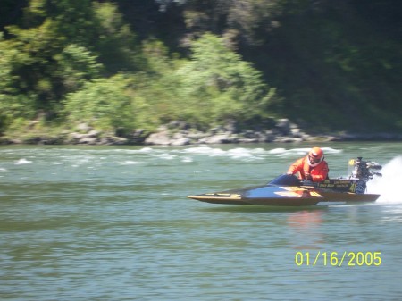 This is my husband in our hydroplane