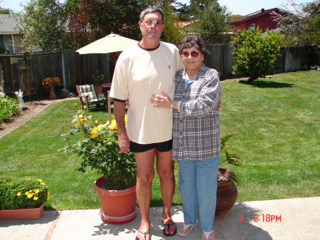 My Husband Ron & I in our backyard