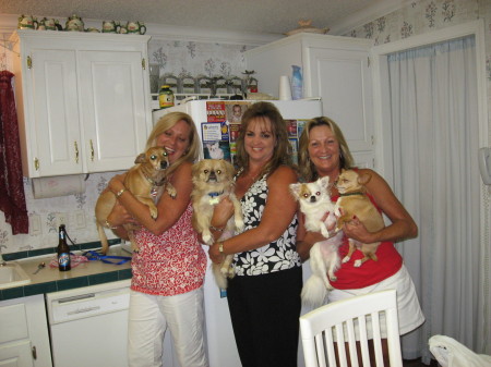 Mary with sisters and our dogs