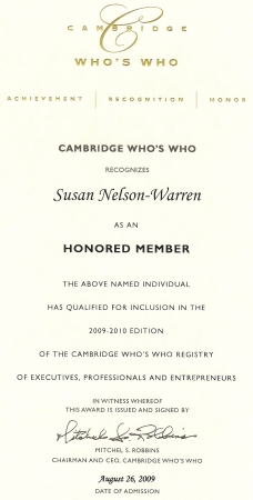 Cambridge Who's Who Award