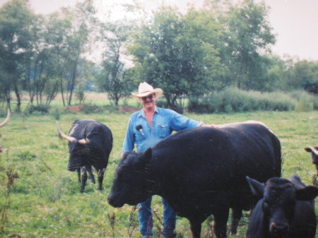 Bob with Jr. our Angus bull