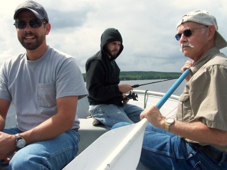 On Moose head lake with brother Phil and dad R