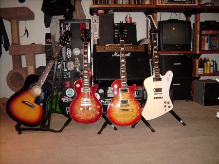 Before picture of tour guitars & amps