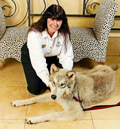 Darlene with wolf