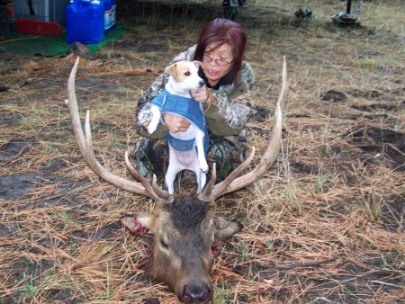 my wife and pet with a elk 08