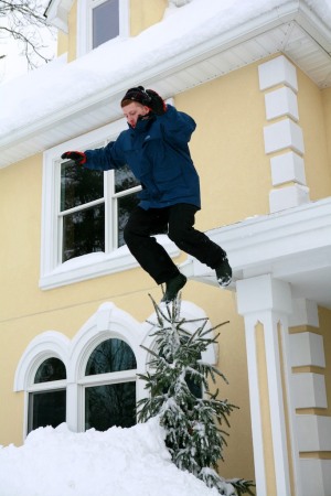 Rob (Son) jumping off roof