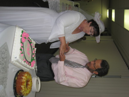 Cutting the cake.