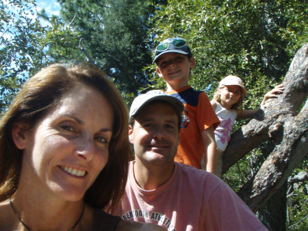 Family photo on a fallen tree