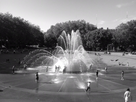 Fountain on a hot summer day