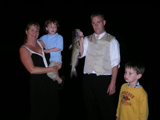 My son catching fish at a wedding!