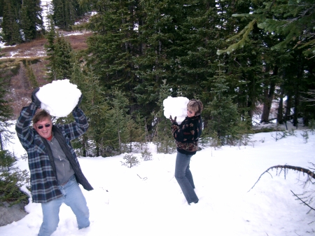 Snowball fight in Wyoming