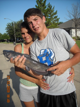 Tyler caught this fat head male catfish...