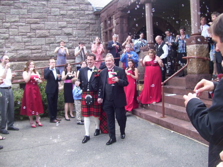 Amidst the bubbles leaving the wedding