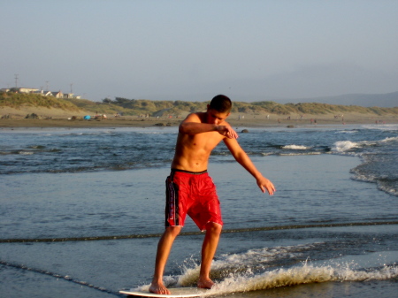 Mitch skimboarding at Dillon beach